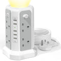 8-Way Tower Extension Lead with 5 USB Ports & Night Light
