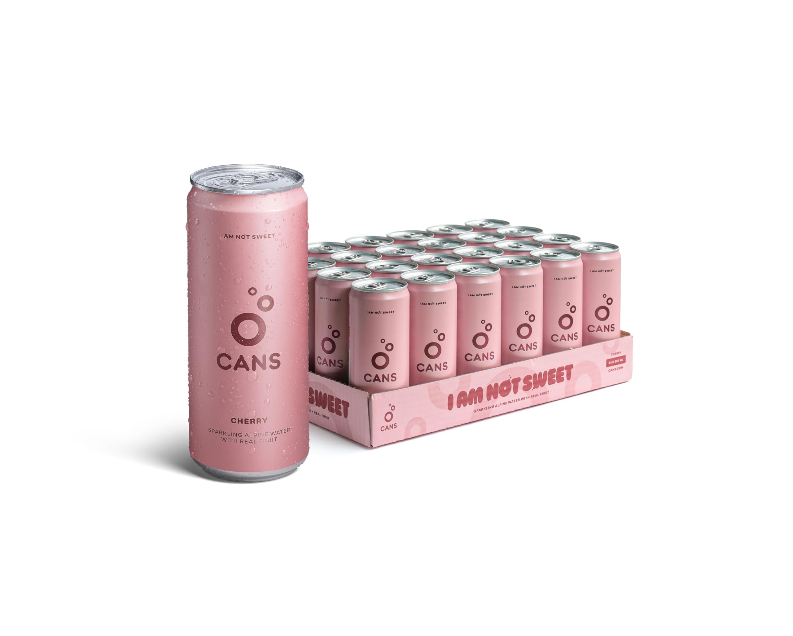 CANS Cherry Sparkling Alpine Spring Water – Sugar Free – 330ml x 24 Pack