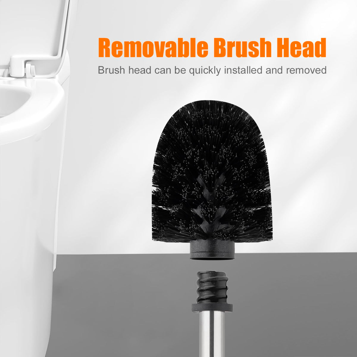 Ibergrif Black Toilet Brush 4PCS with Stainless Steel Handle M34155 - image 4