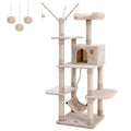 FEANDREA Cat Tree Tower with Condo, Hammock and Perch – Beige