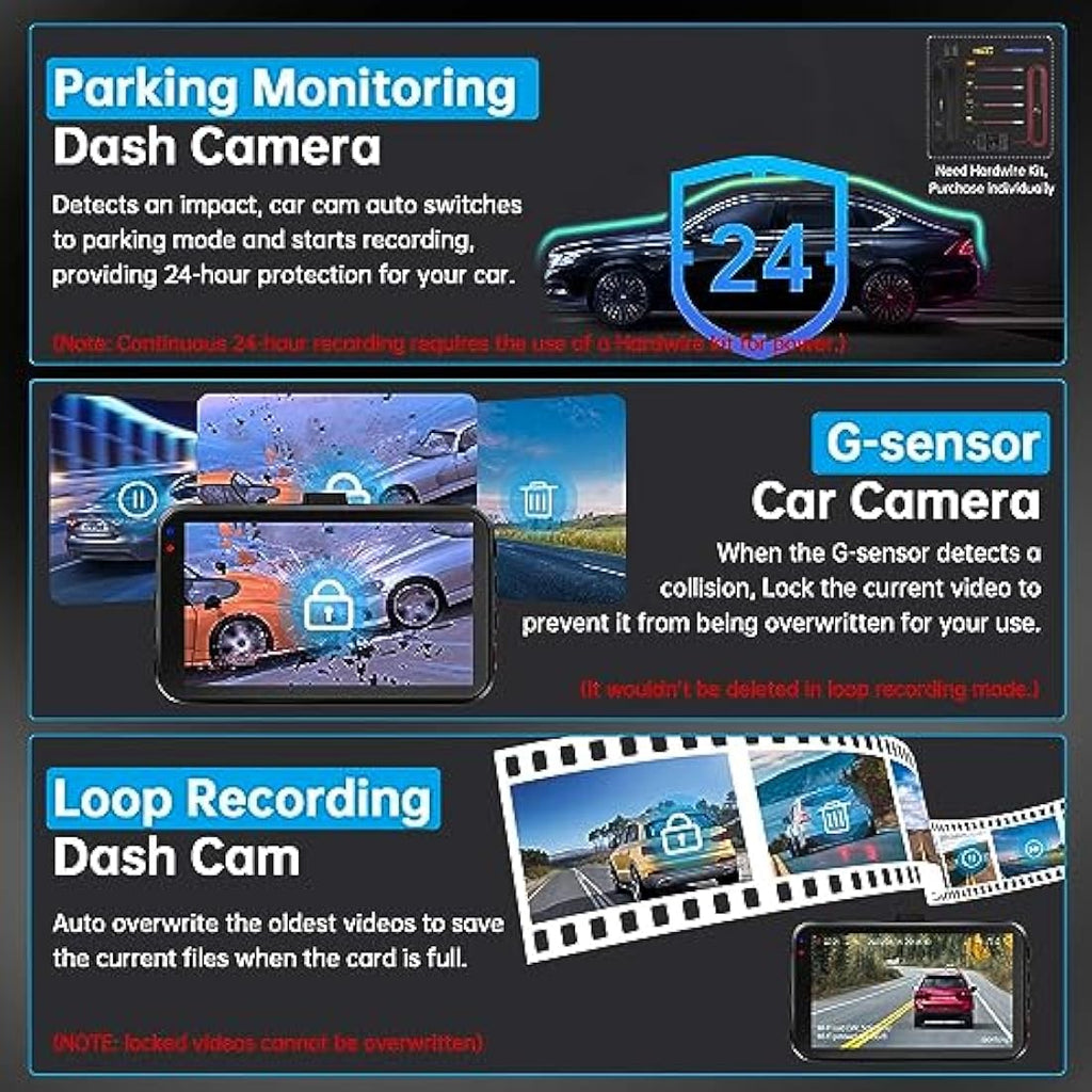 Jolof Store 2.5K Dual Dash Cam Front and Rear | WiFi Car Camera with 64GB Card