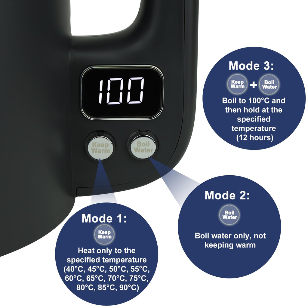 Bear Electric Kettle | 1.7L Stainless Steel with Temperature Control