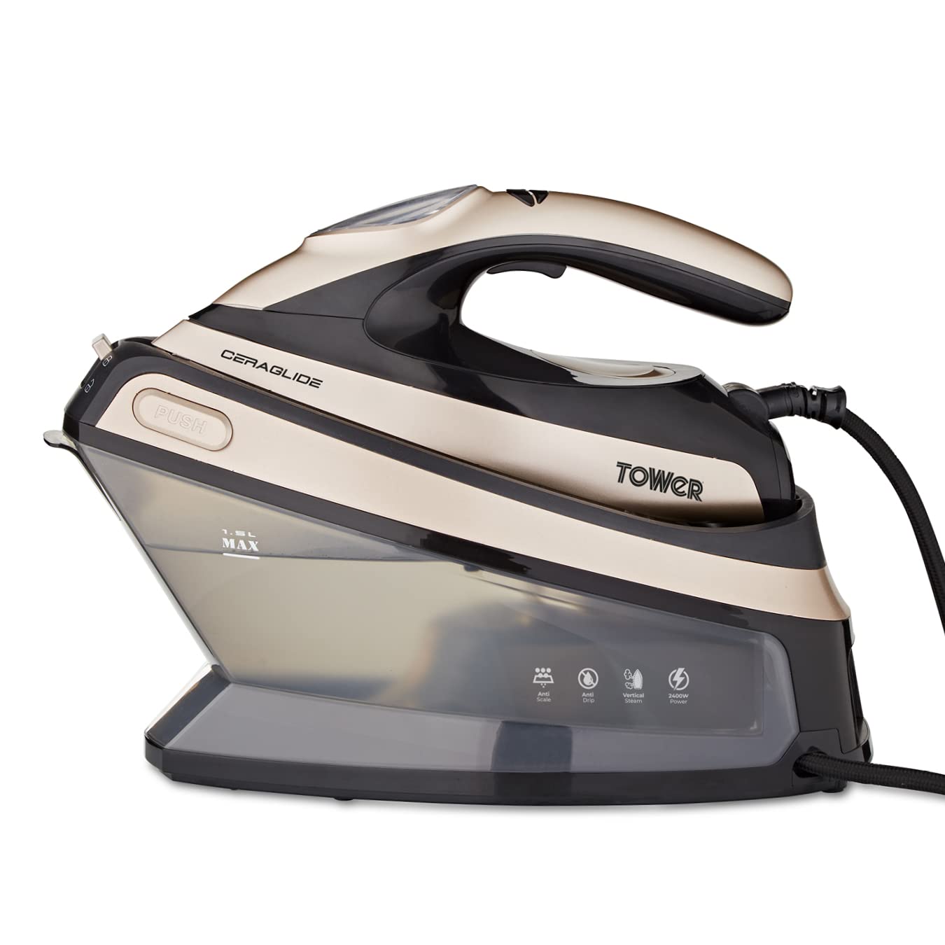 Tower Ceraglide Steam Generator Iron | 1.5L Tank | 2400W Champagne Gold