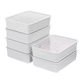 Cetomo 10 Cells Plastic Underwear Sock Drawer Organizer with Lid, Lidded Storage Box with Dividers for Bras and Socks, Basket for Closet, Stackable