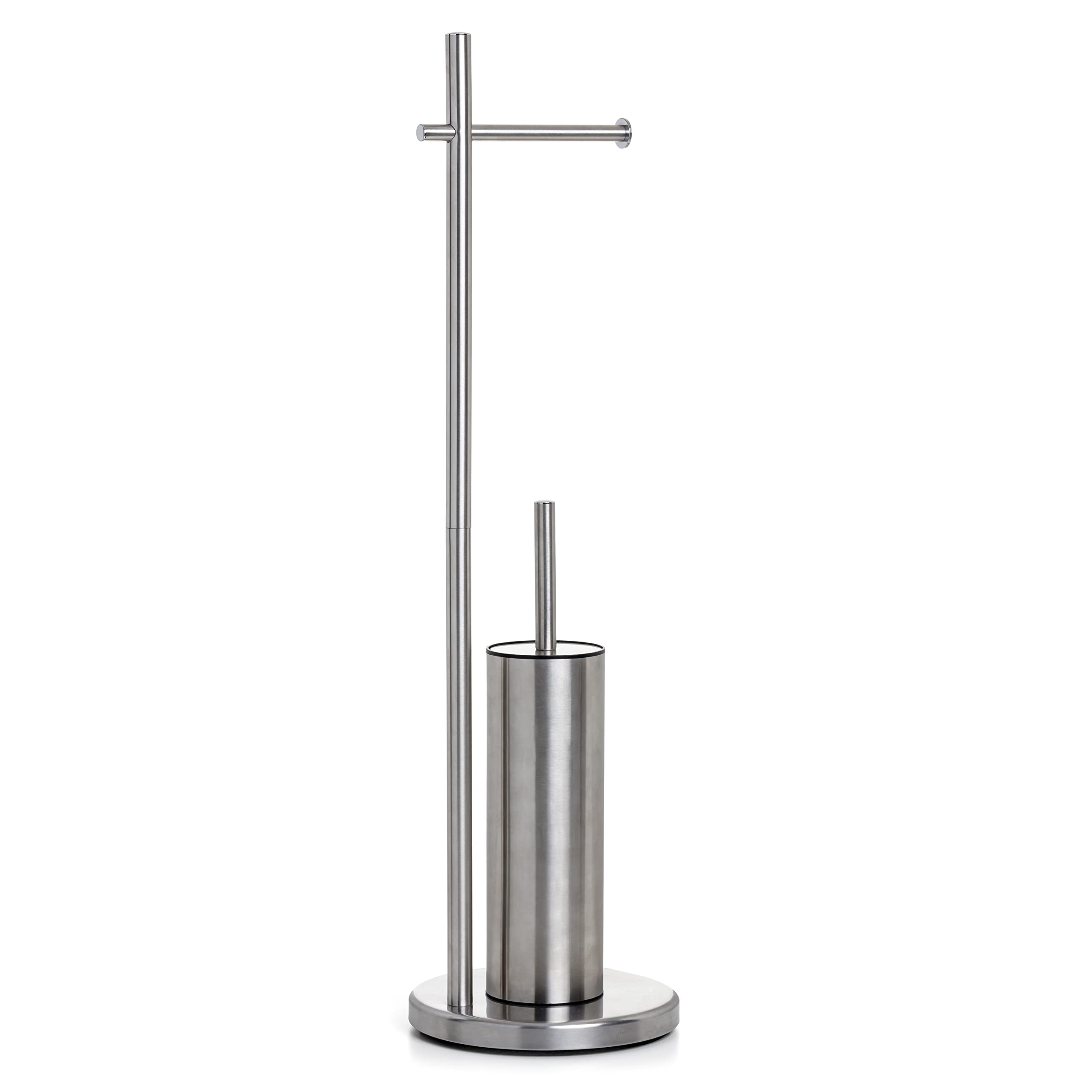 TATAY Standing Toilet Roll Holder & Brush | Stainless Steel | Weighted Base