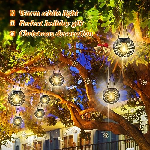 Ortiny Solar Lanterns – 4 Pack IP65 Waterproof Metal Garden Ornaments