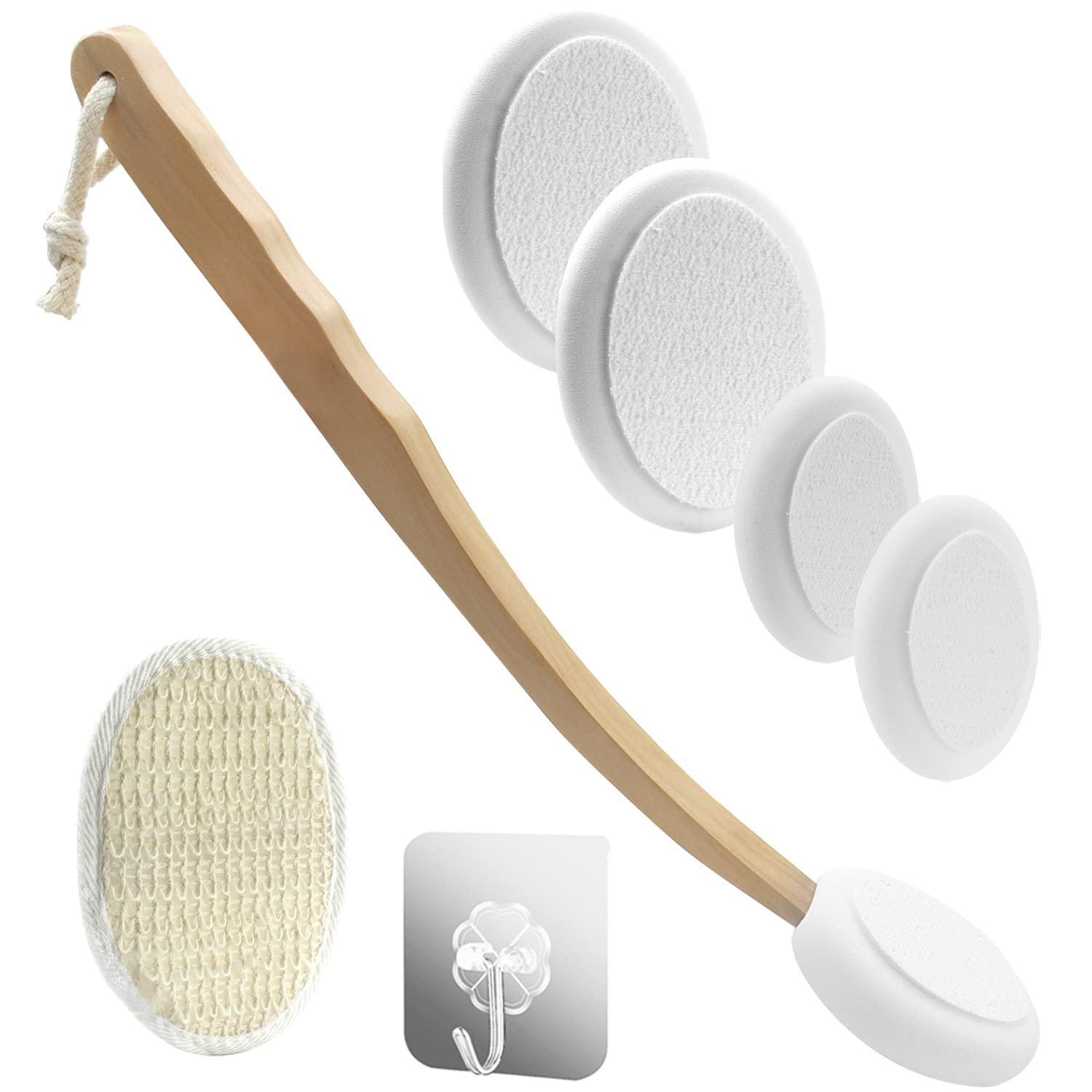 Jolof Store Lotion Applicator for Back – Long Handle Body Brush 7-Piece Set