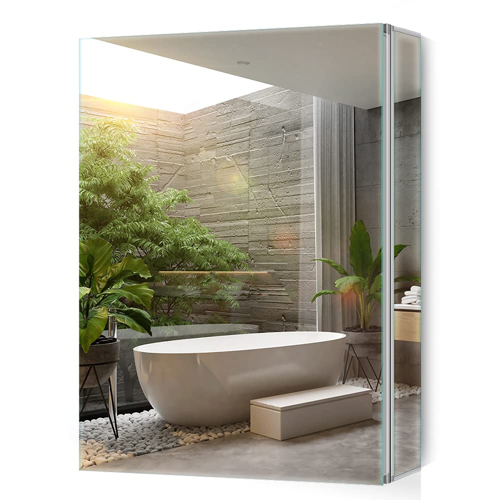 Tokvon Limerence Bathroom Mirror Cabinet – 60cm Aluminium Storage Unit