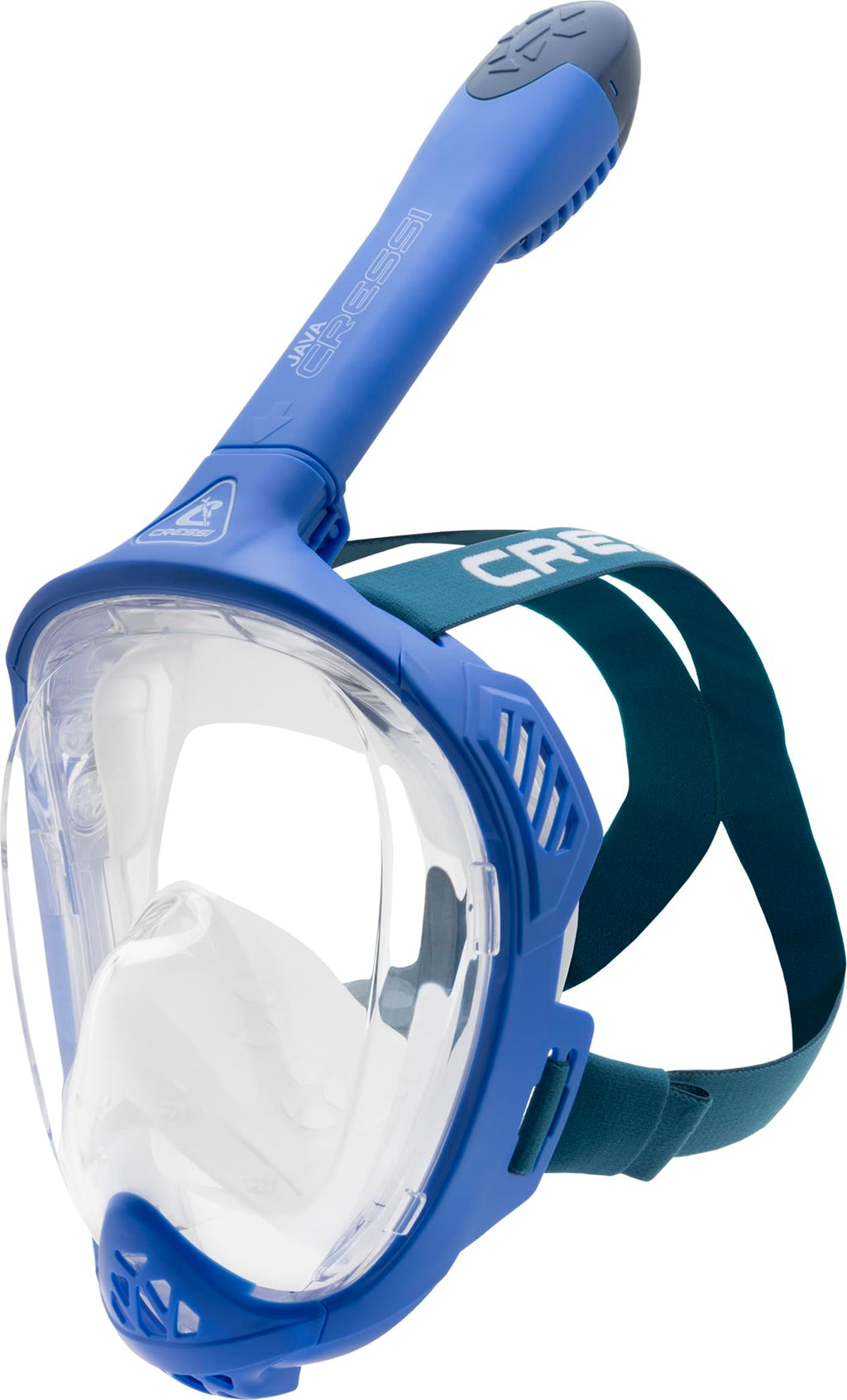 Cressi Java Full Face Snorkel Mask – Anti-Fog Silicone – Blue/Navy, S/M