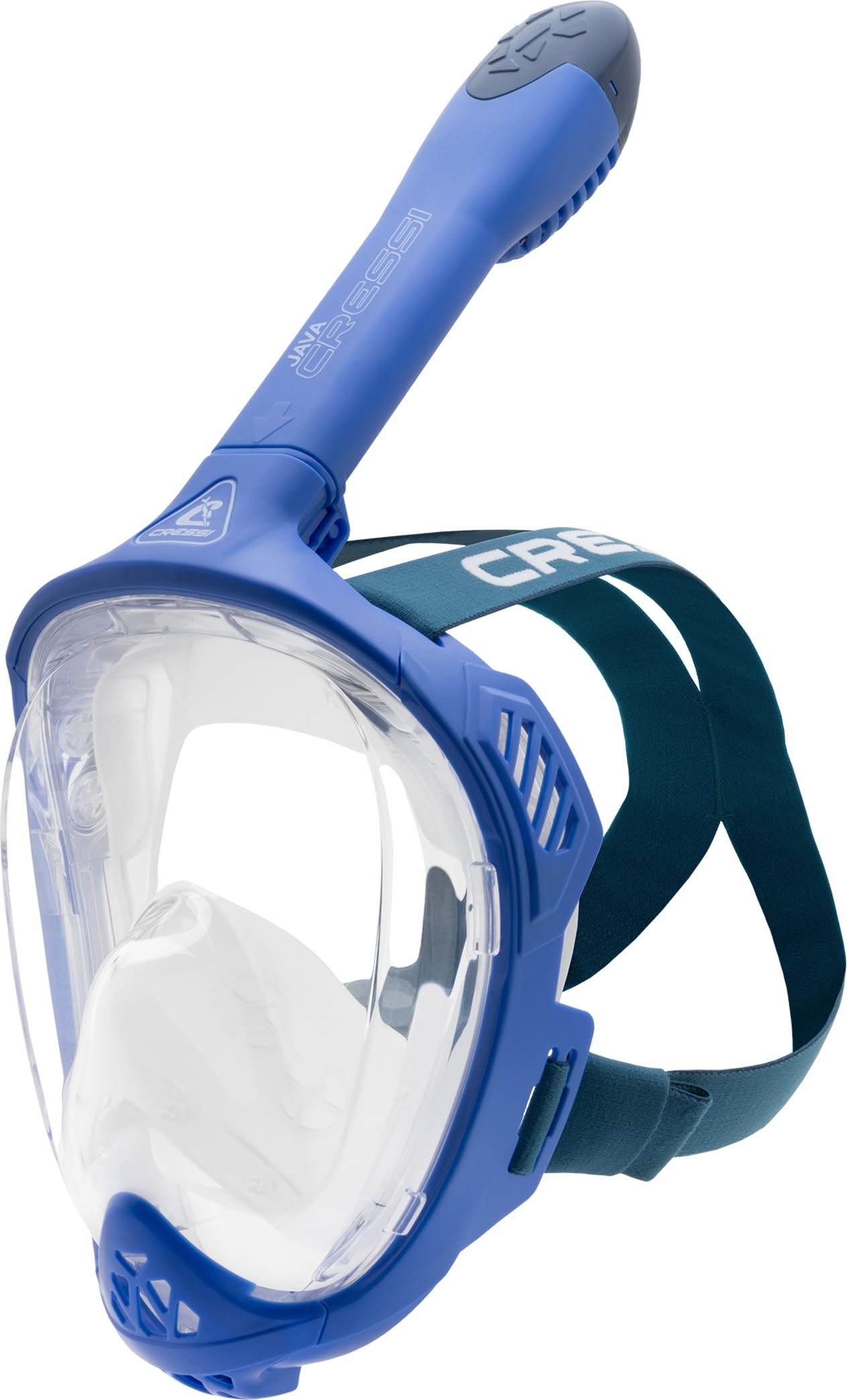 Cressi Java Full Face Snorkel Mask – Anti-Fog Silicone – Blue/Navy, S/M