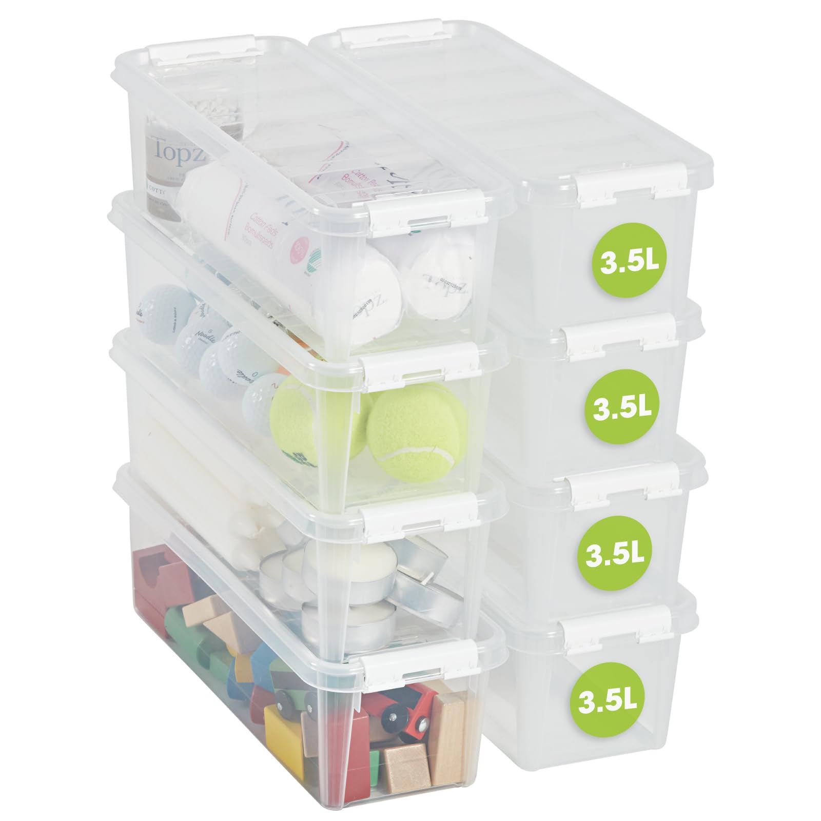 SmartStore 3.5L Small Plastic Storage Boxes with Lids - Set of 8 - Clear