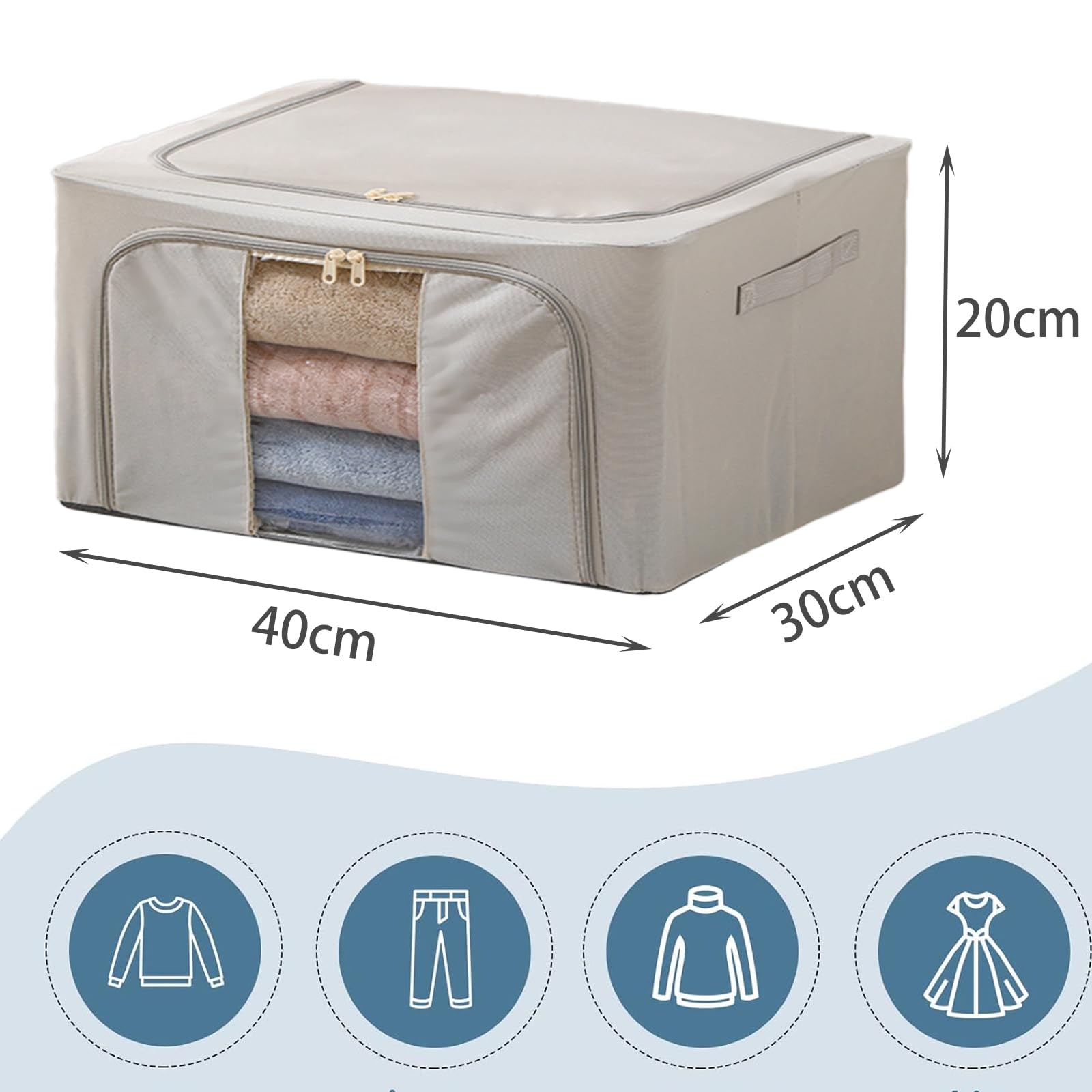 Jolof Store 6 Pack Clothes Storage Boxes – 22L Steel Frame Organisers