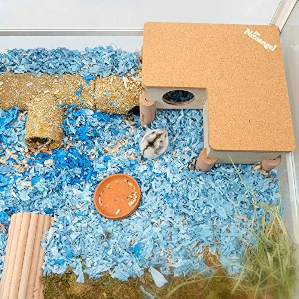Niteangel 3-Chamber Hamster House – Birch Wood Maze Hideout for Dwarf Hamsters