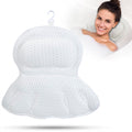 Jolof Store Ergonomic 4D Mesh Bath Pillow with 6 Suction Cups – White