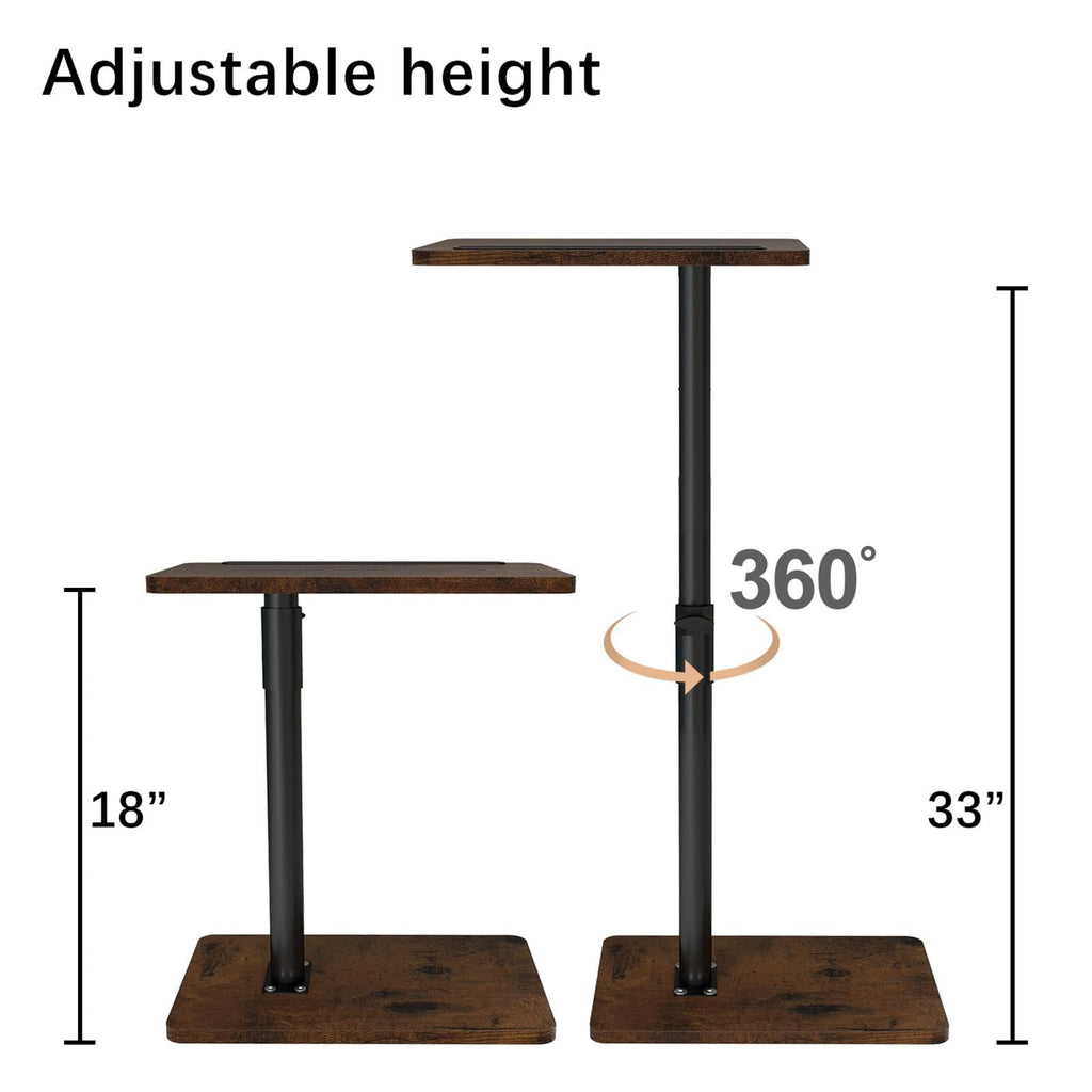YUHFERA C-Shaped Side Table – Swivel Height Adjustable Sofa Tray Table