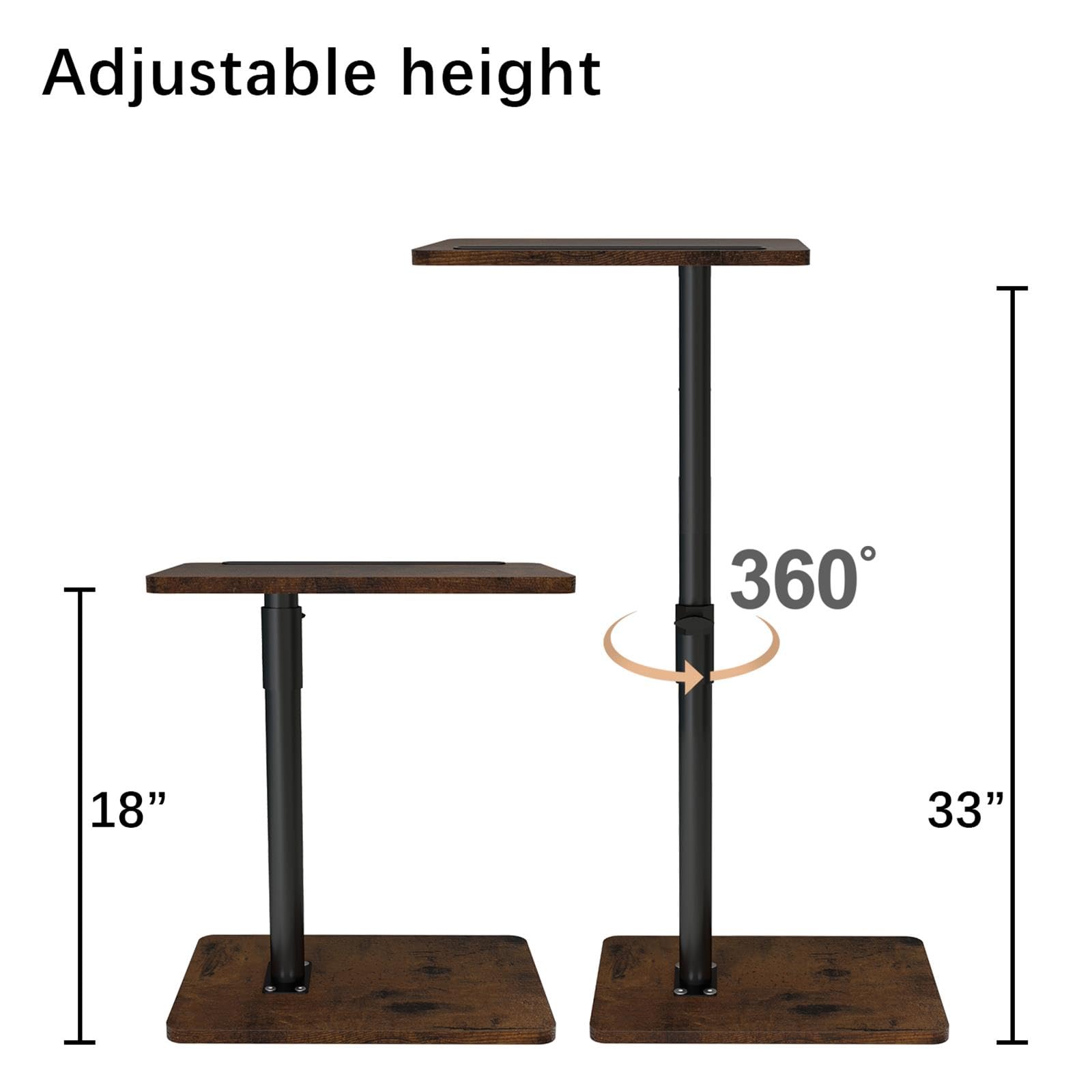 YUHFERA C-Shaped Side Table – Swivel Height Adjustable Sofa Tray Table