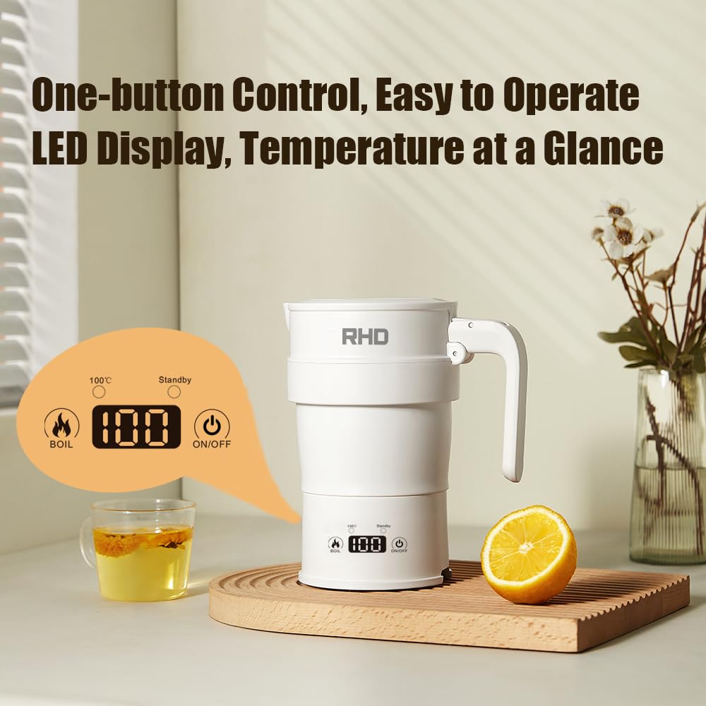 RHD 0.7L Foldable Electric Kettle – Portable Silicone Travel Kettle