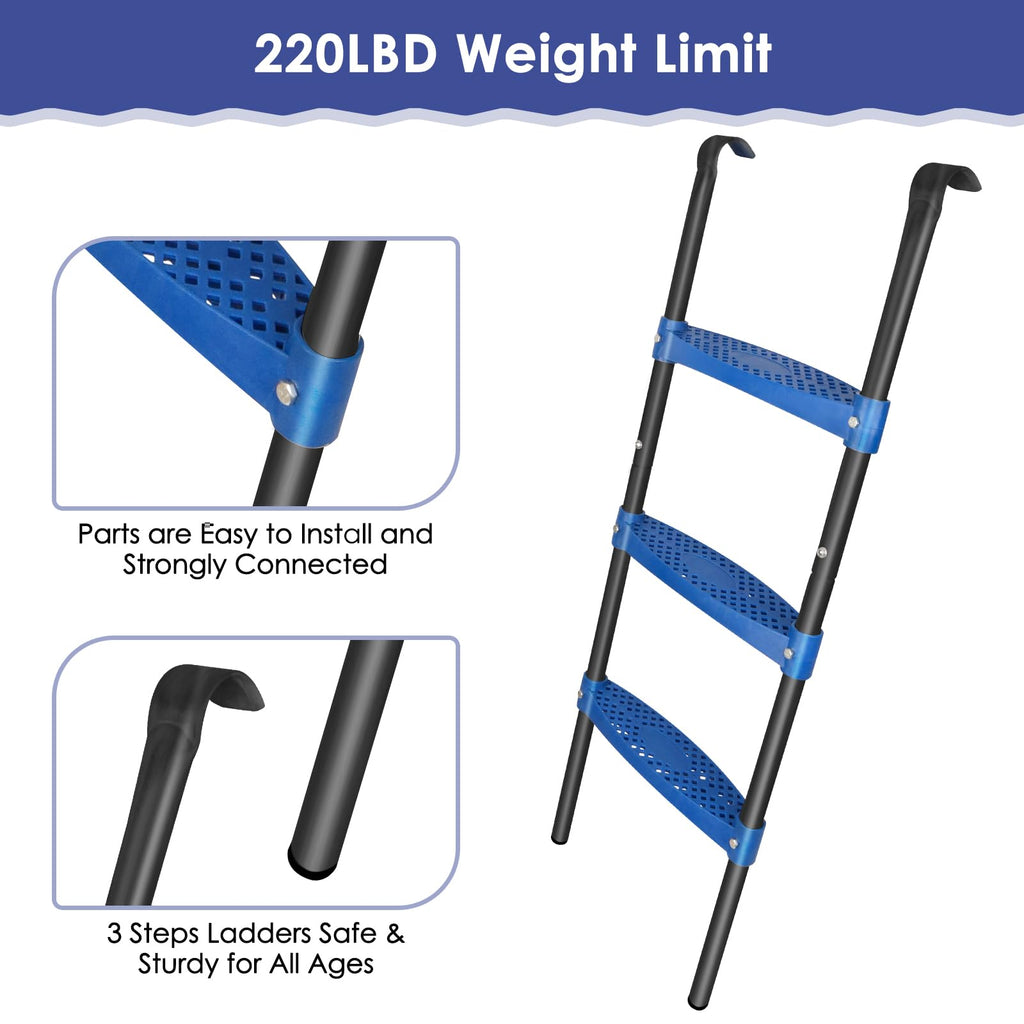 3-Step Trampoline Ladder – 39-Inch Rust-Proof Steel with Mat