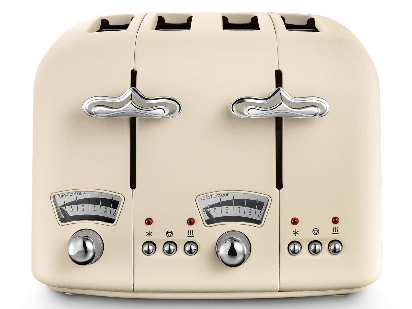 De'Longhi Argento Flora 4-Slice Toaster – Beige Wide Slot Design
