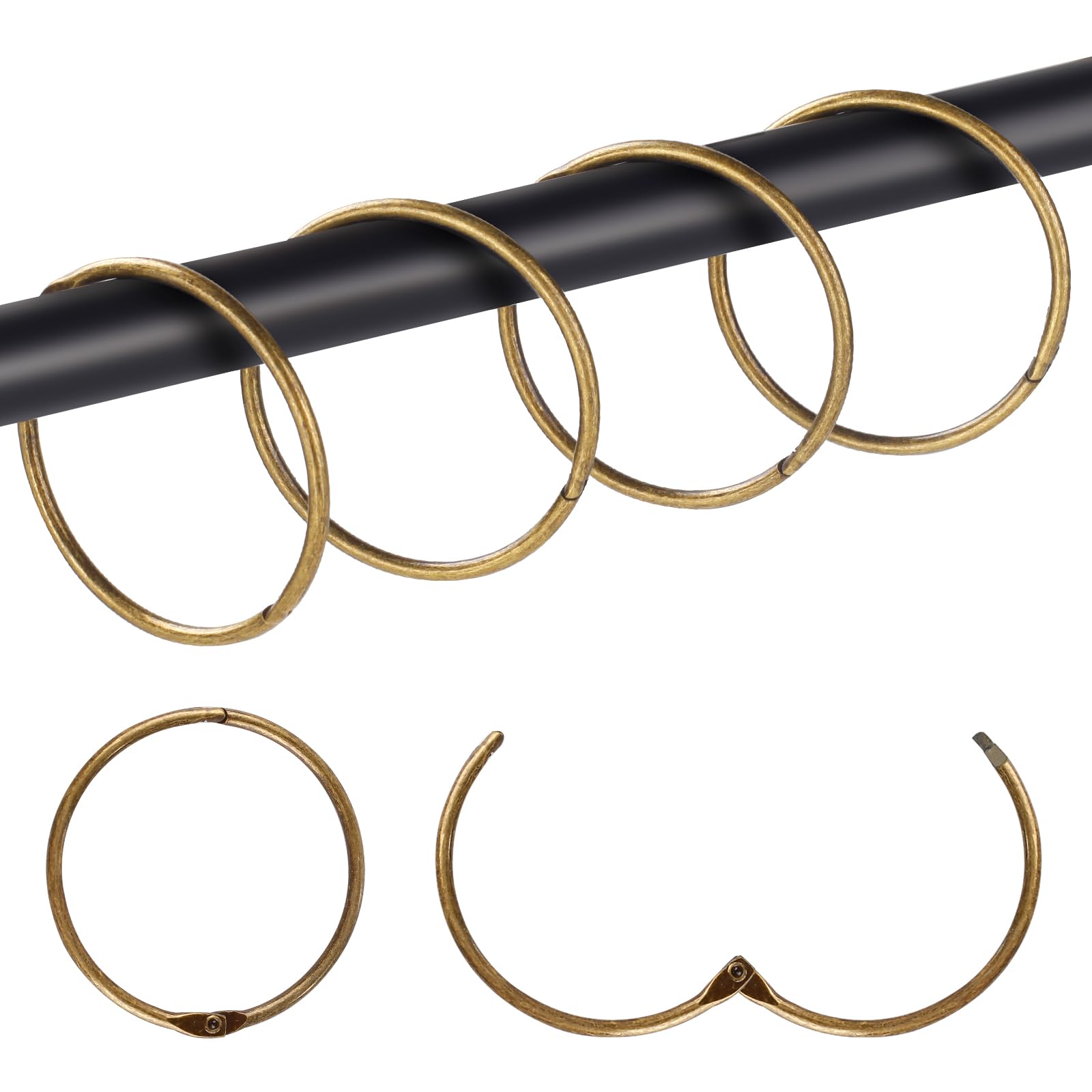 Mafeigu 30Pcs Bronze Metal Shower Curtain Hooks Rustproof Roman Rings