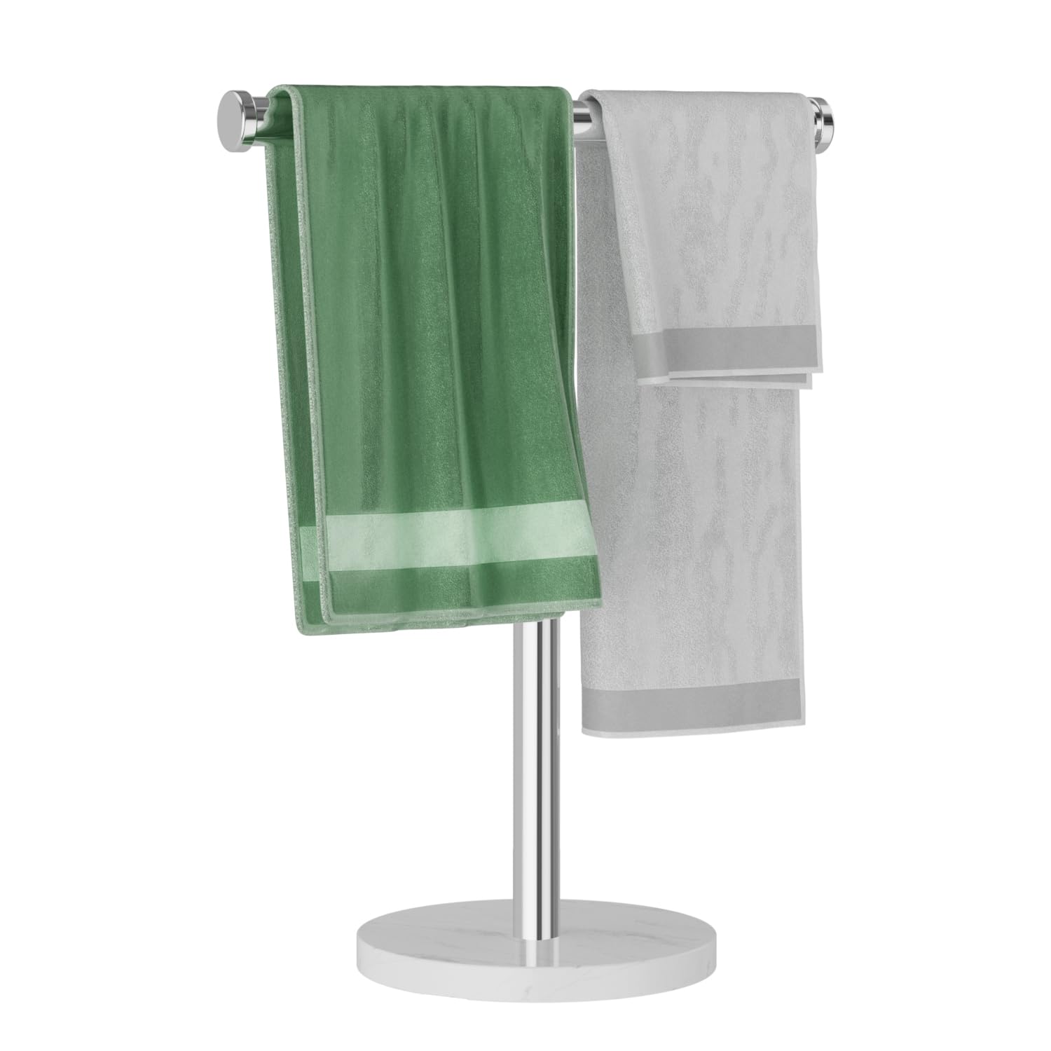Blemoacha T-Shape Freestanding Towel Rack | Stainless Steel & Marble, Green