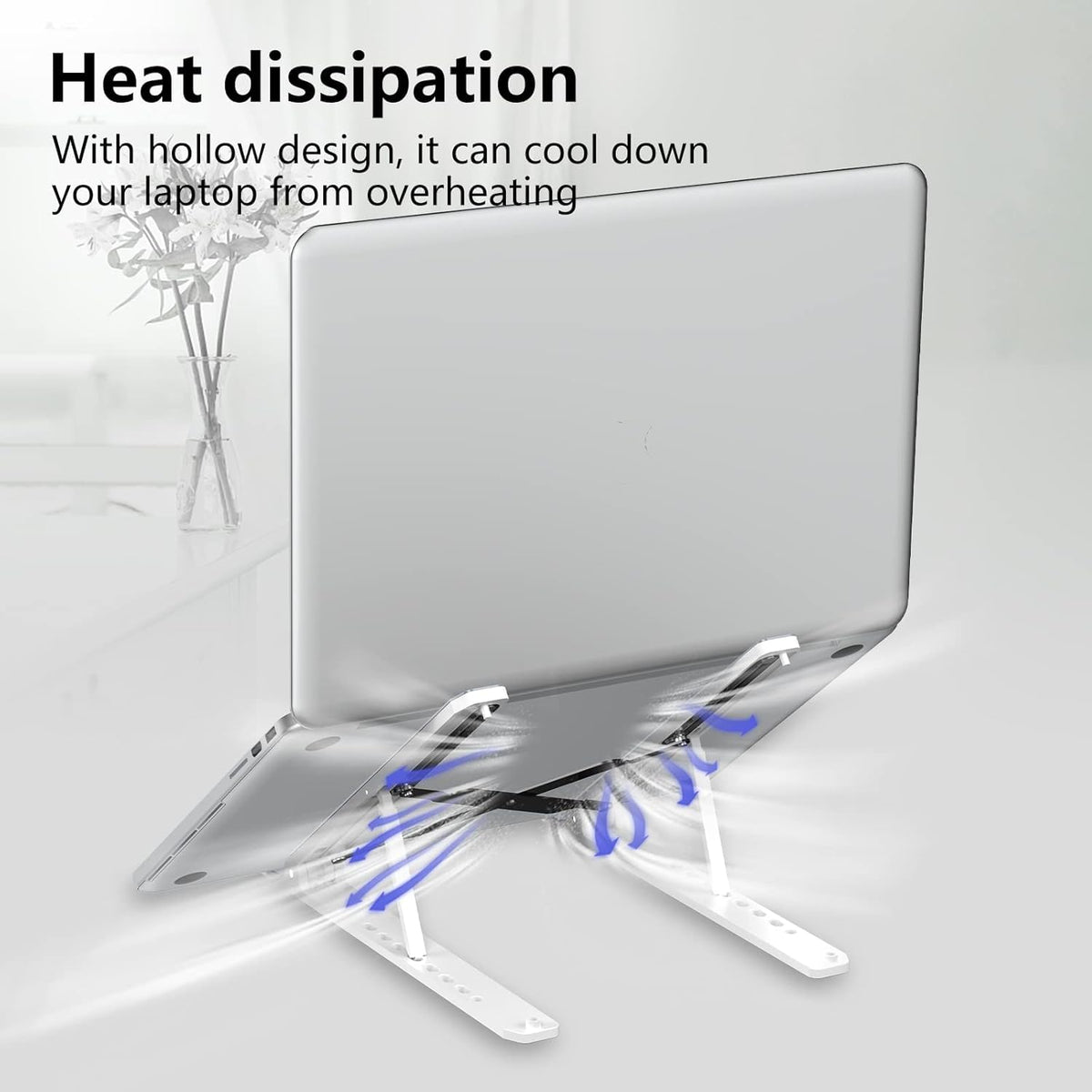 Loxford London Laptop Stand for Desk, Adjustable Laptop Riser Metal Foldable Lap Desk Portable Computer Holder - image 5