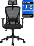 Durrafy Ergonomic Office Chair, Desk Chair with Adjustable Lumbar Headrest and Armrest, Office Chairs Support up to 150 kg - image 1