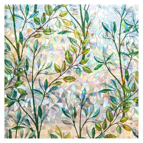 FINNEZ Privacy Window Film – Rainbow Small Grass Static Cling, 90x400cm