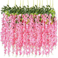 12pc Artificial Wisteria Vine Hanging Silk Flower Garland – Pink