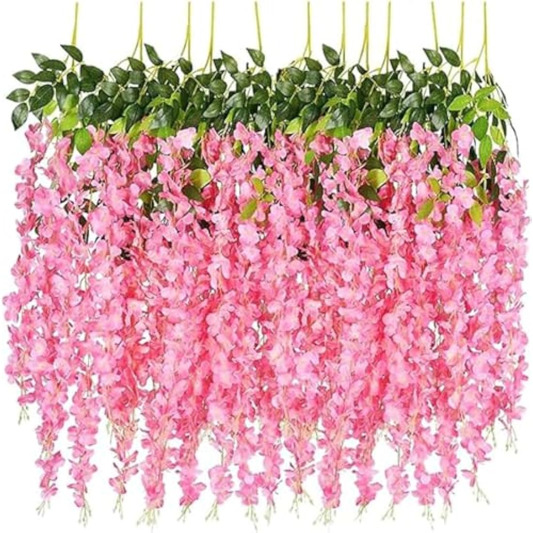12pc Artificial Wisteria Vine Hanging Silk Flower Garland – Pink