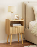 HEYZOEY Modern Wood Nightstand | Bedside Table with Drawer – Oak