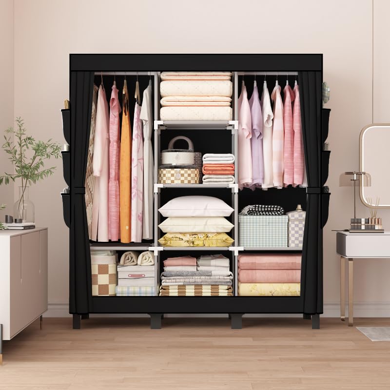 lishbie Portable Fabric Wardrobe,130x45x172cm Foldable Storage Closet - image 2