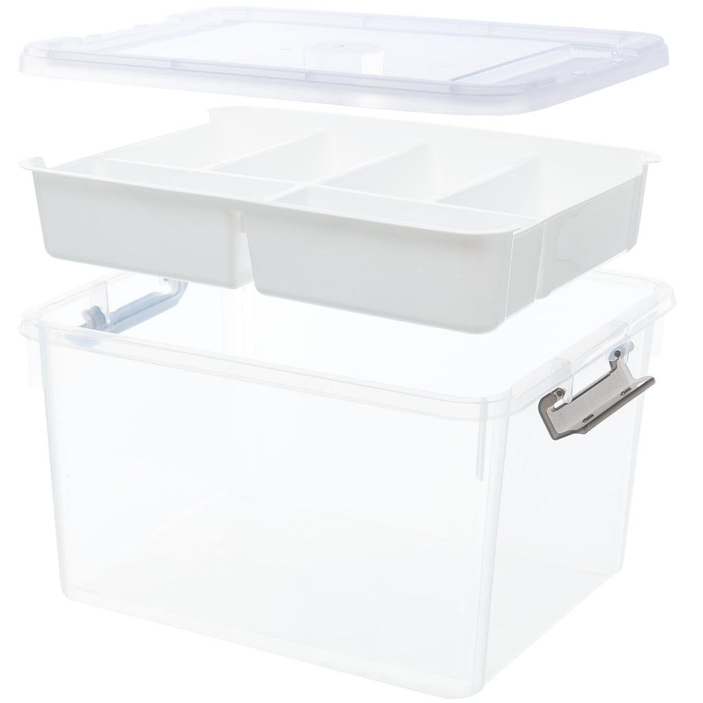 Citylife 30L Plastic Storage Box with 6 Removable Trays | Craft Organizer