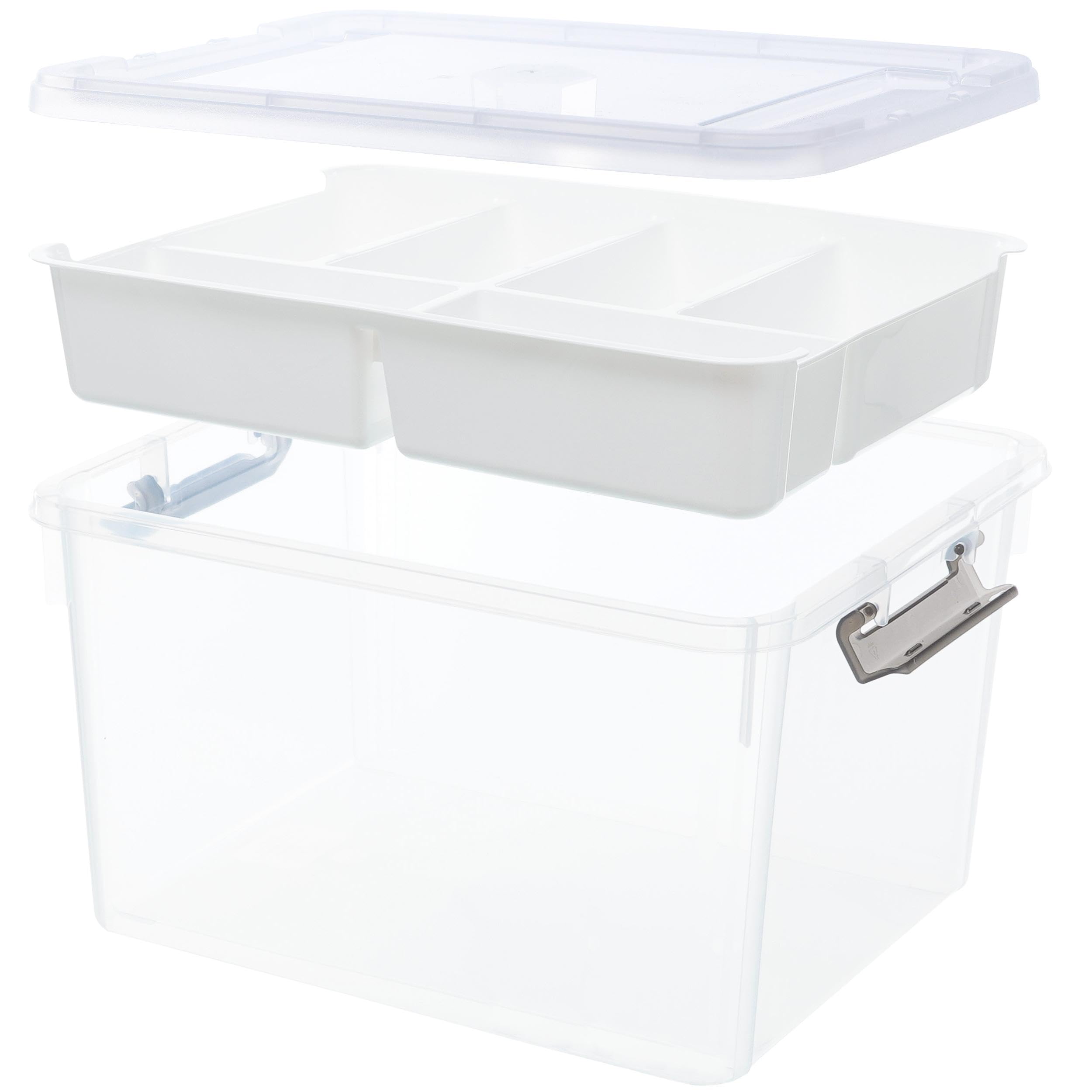 Citylife 30L Plastic Storage Box with 6 Removable Trays | Craft Organizer