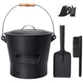 BRIAN & DANY 10L Metal Ash Bucket with Lid, Shovel and Hand Broom