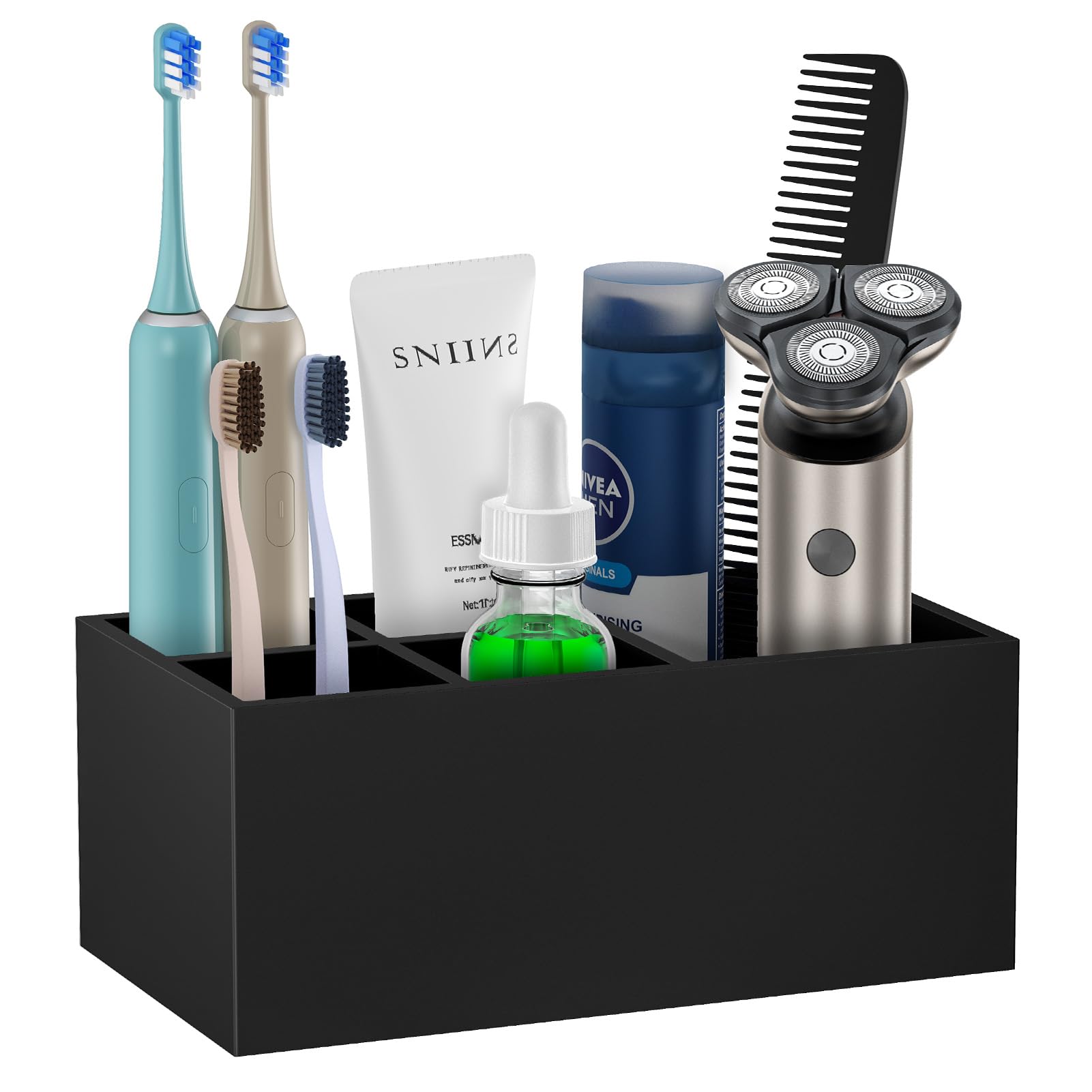 PENGARO Resin Electric Toothbrush Holder – 5 Slot Marble Vanity Organizer