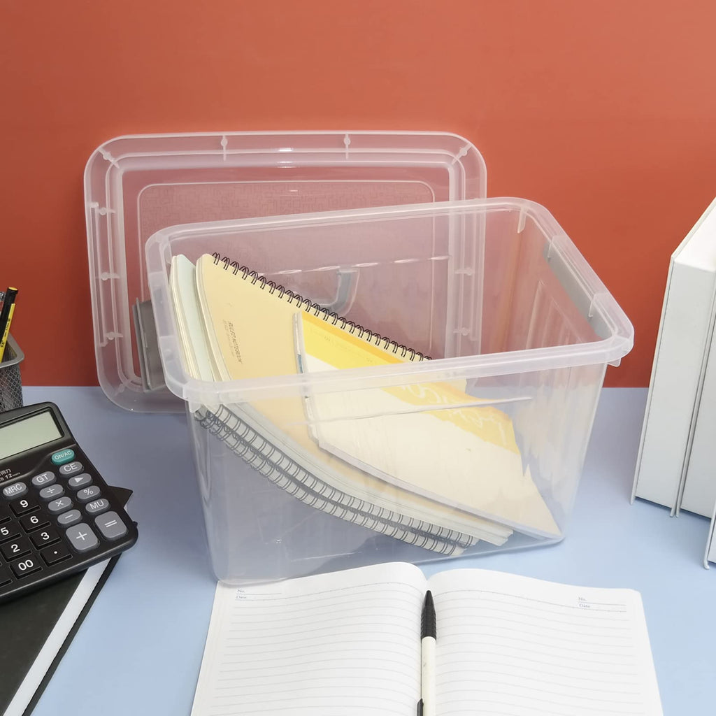 Gitany 12L Plastic Latching Storage Box with Lid, Clear 6-Pack Set
