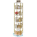 IBUYKE 6 Tier Rotating Bookshelf,Square Bookcases,White TBC005GW