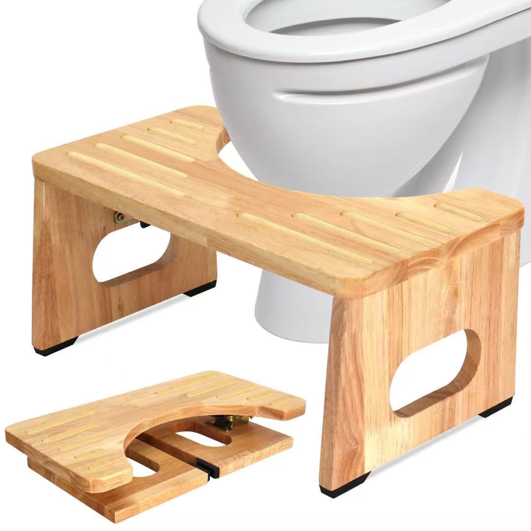 Foldable Wood Toilet Potty Stool – 7" Squatting Step Stool