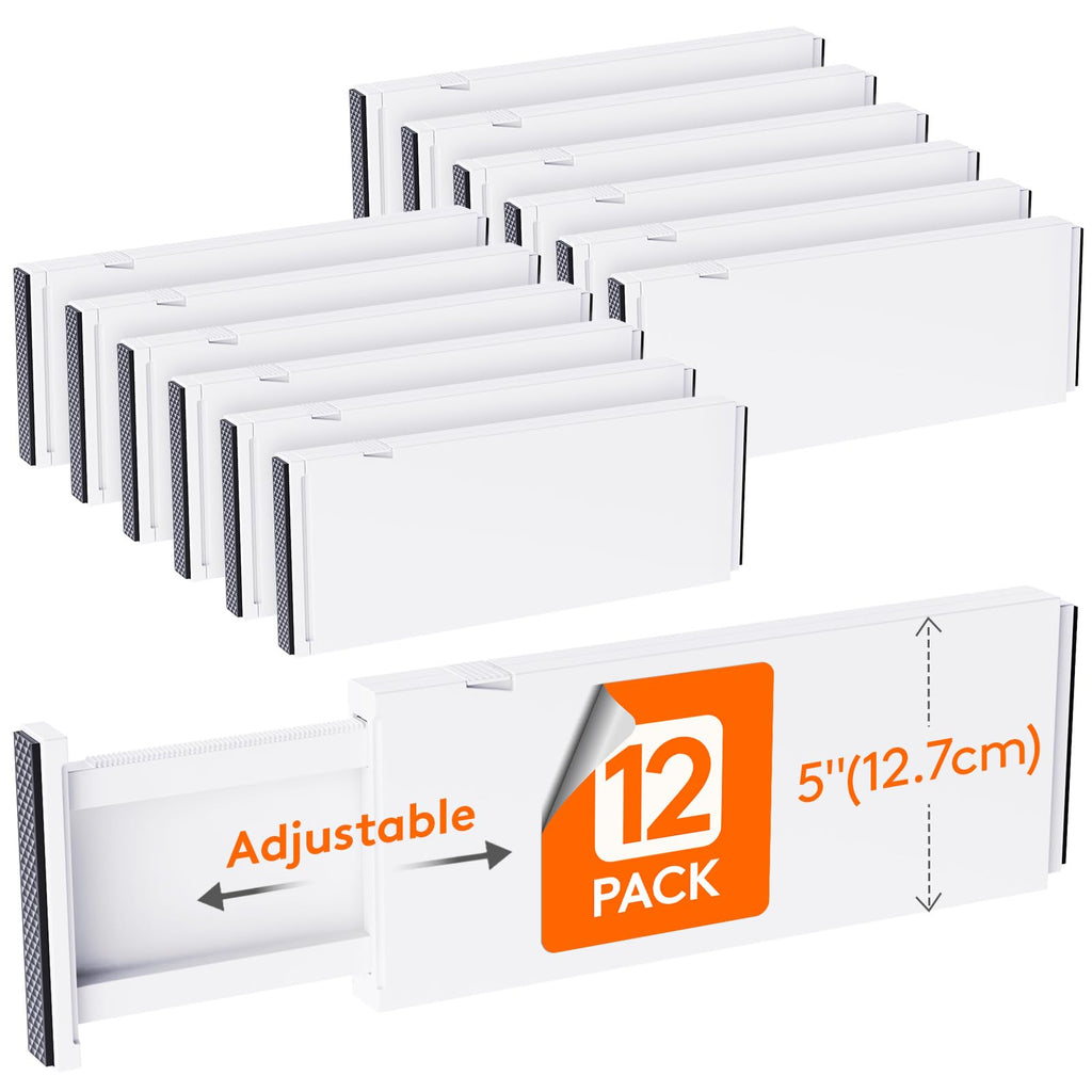 Lifewit 5 Pack Adjustable Drawer Dividers | 11-17" Expandable ABS Organizers