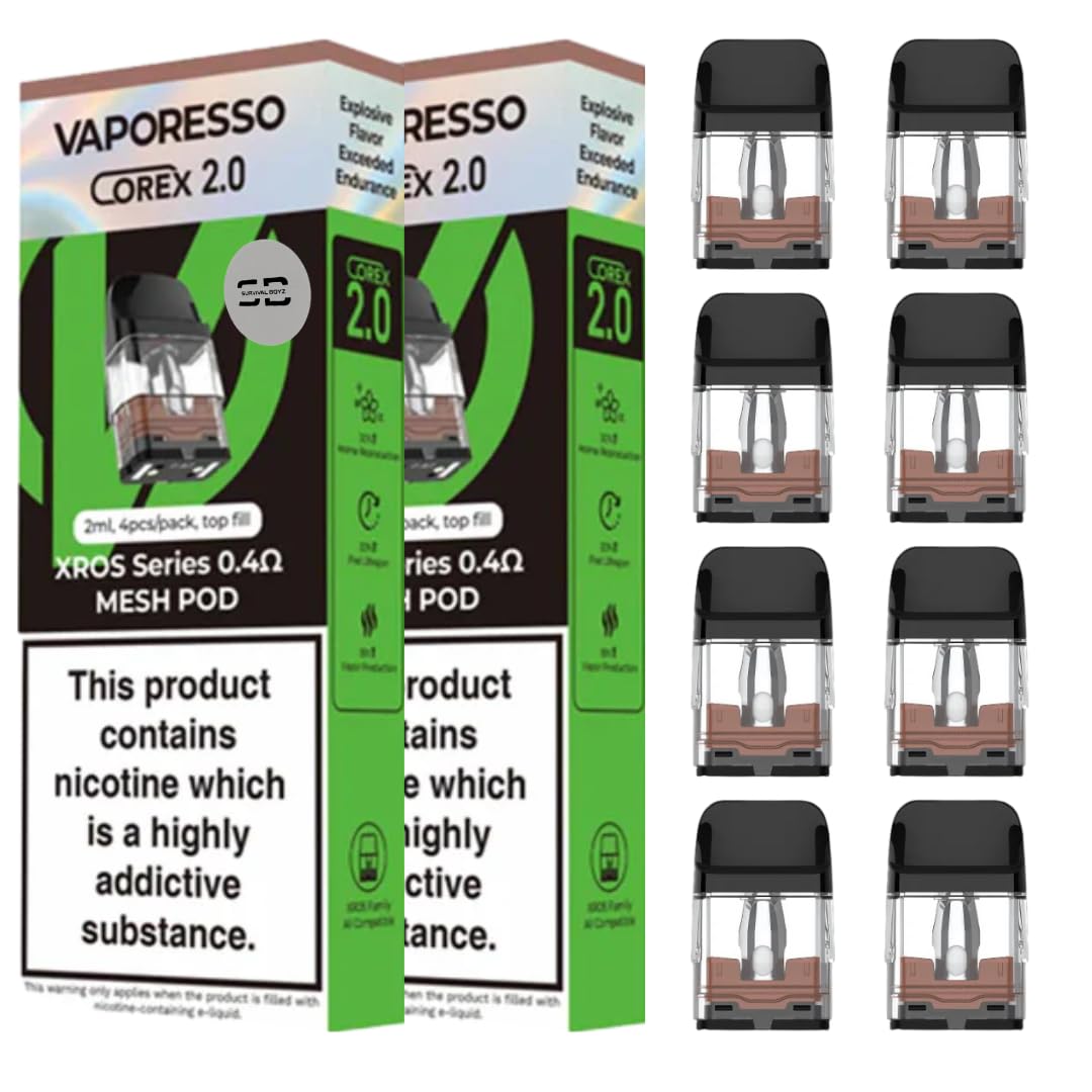 Vaporesso Xros Replacement Pods - 8 Pack (2 x 4) - 0.4 Ohm to 1.2 Ohm