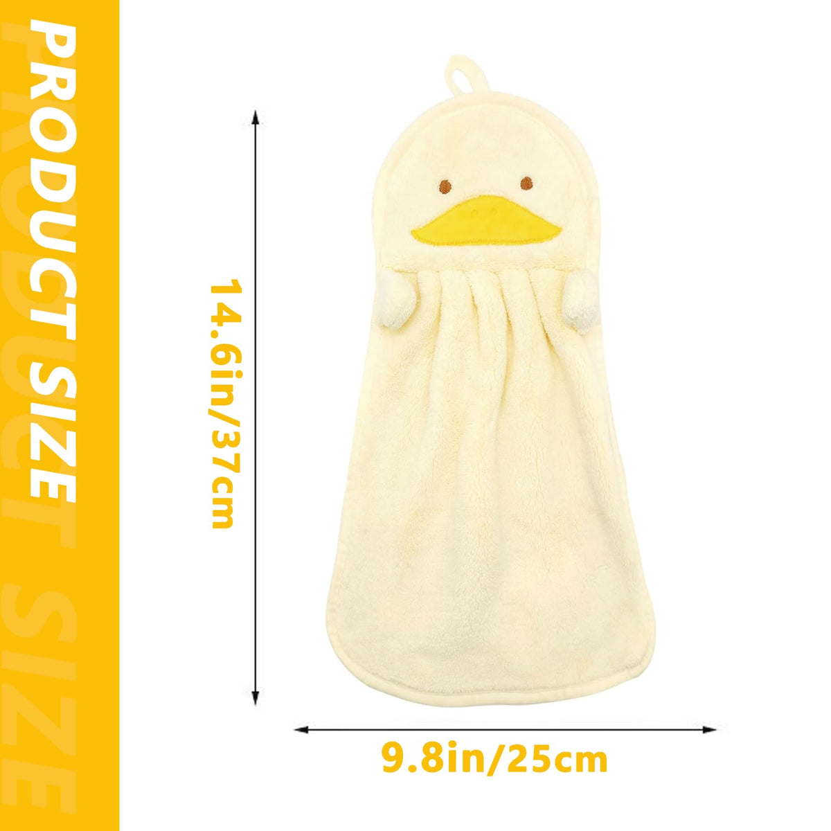JinliangGuo 2Pcs Comfortable Animals Hand Towels Breathable Hanging Hand Towels Soft Coral Absorbent Washcloth for Kitchen and Bathroom Yellow Gray