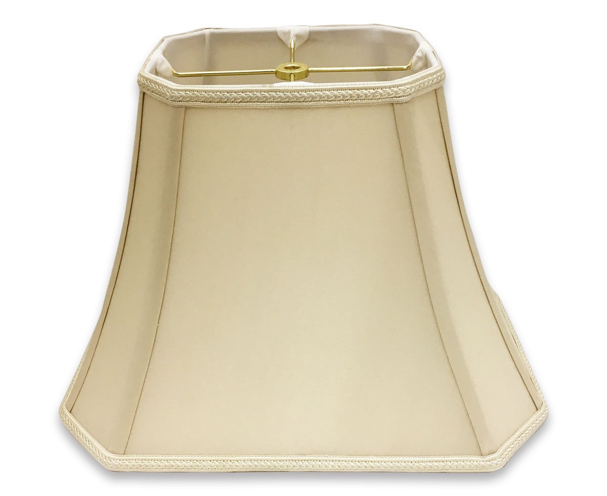 Royal Designs Rectangle Bell Cut Corner Shantung Silk Lamp Shade – Beige