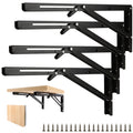 MUXHEL 16 Inch Heavy Duty Folding Shelf Brackets, Black - 4 Pack
