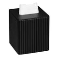 MEIBOOCH PU Leather Square Tissue Box Cover | Magnetic Bottom – Black Stripe