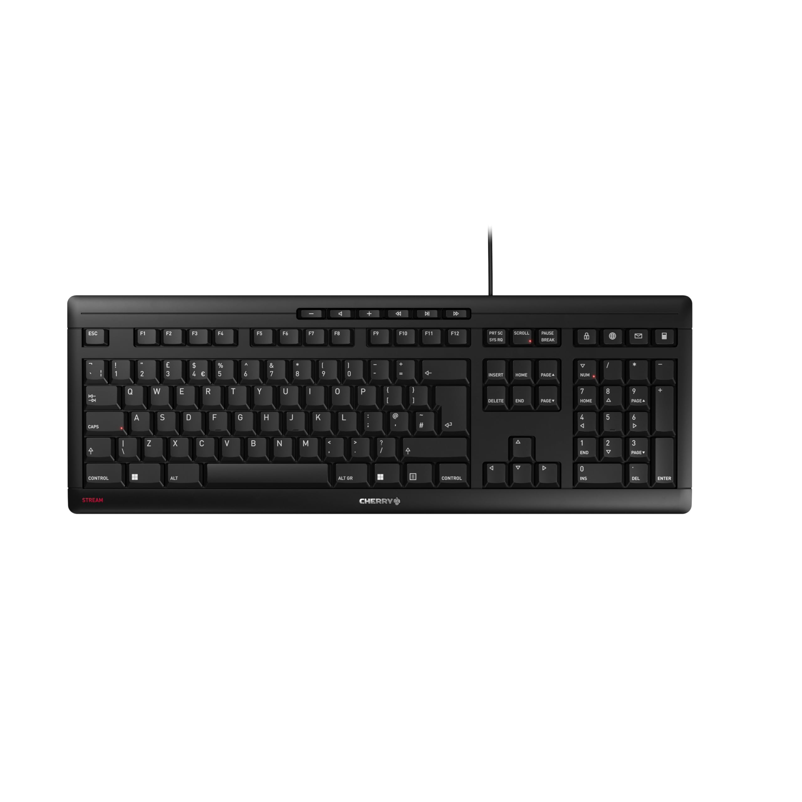 CHERRY STREAM Wired Keyboard – Whisper-Quiet, UK Layout, Black