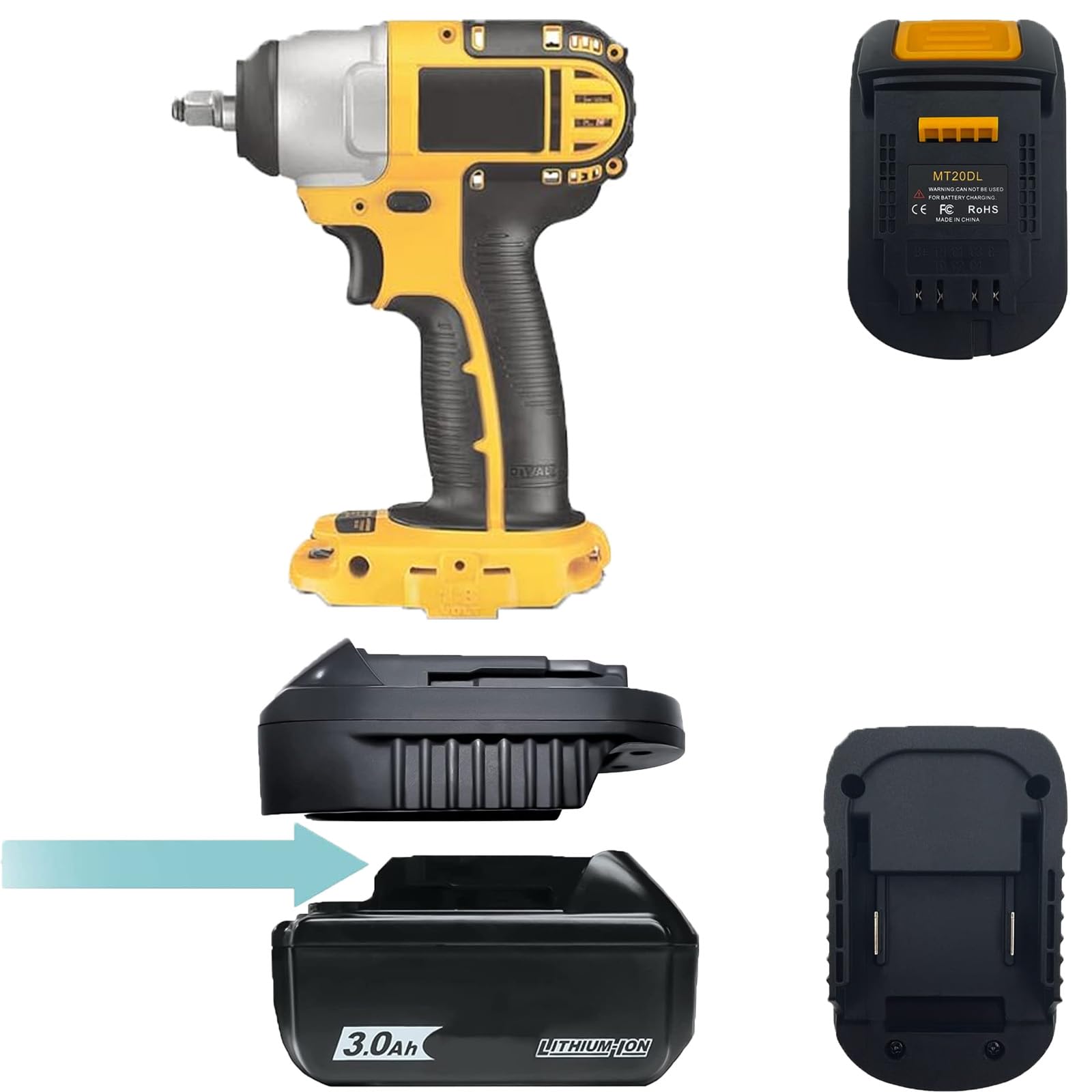 MT20DL Makita 18V Battery to DeWalt 20V Tool Adapter