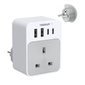 TESSAN UK to European Plug Adapter | 5-in-1 Travel Adaptor with USB-C