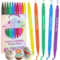 FUNSHOWCASE 10 Edible Markers – Dual-Tip Fine and Brush Food Pens