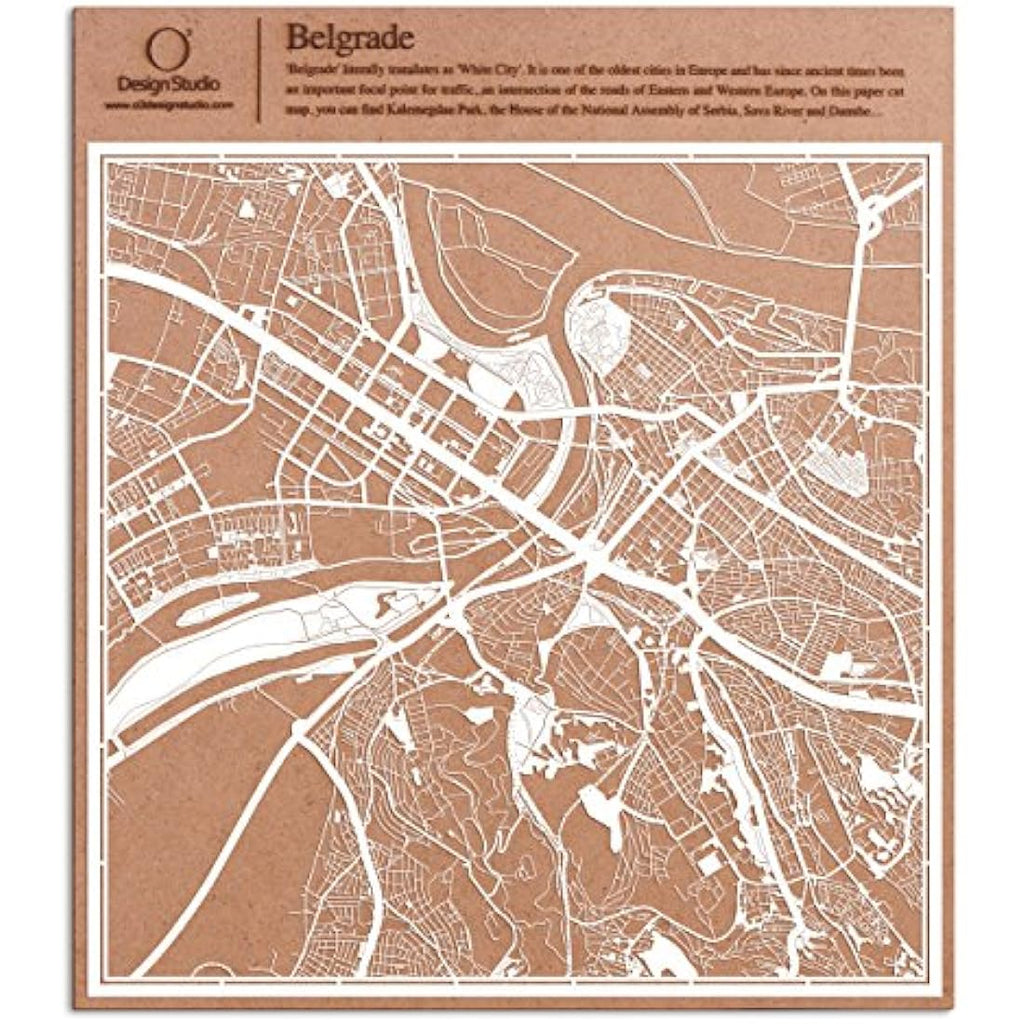 Belgrade City Map – Laser Cut Paper Art Wall Decor 30x30cm